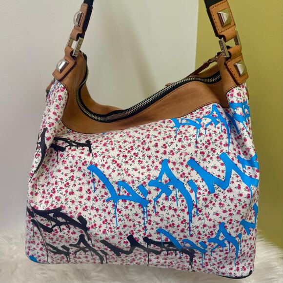 L.A.M.B. Gwen Stefani Y2K VTG Ditzy Floral Graffiti Hobo Grandvale Handbag - Picture 4 of 16
